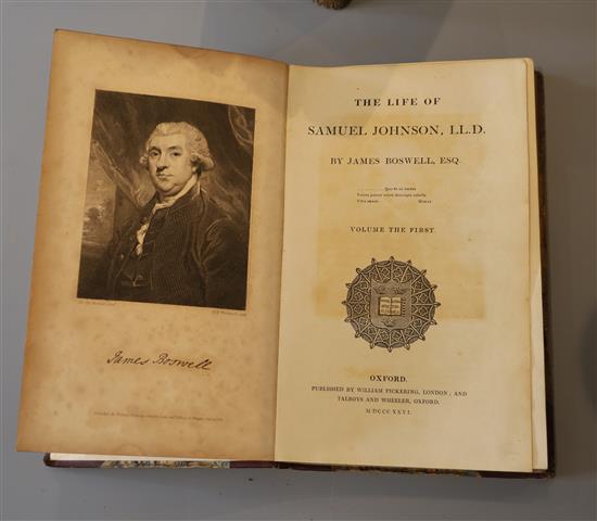 Boswell, James - The Life of Samuel Johnson, 4 vols, 8vo, half calf, portrait frontis and folding plates, William Pickering, London and